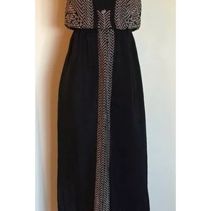 Cynthia Vincent Black Silk leather maxi dress